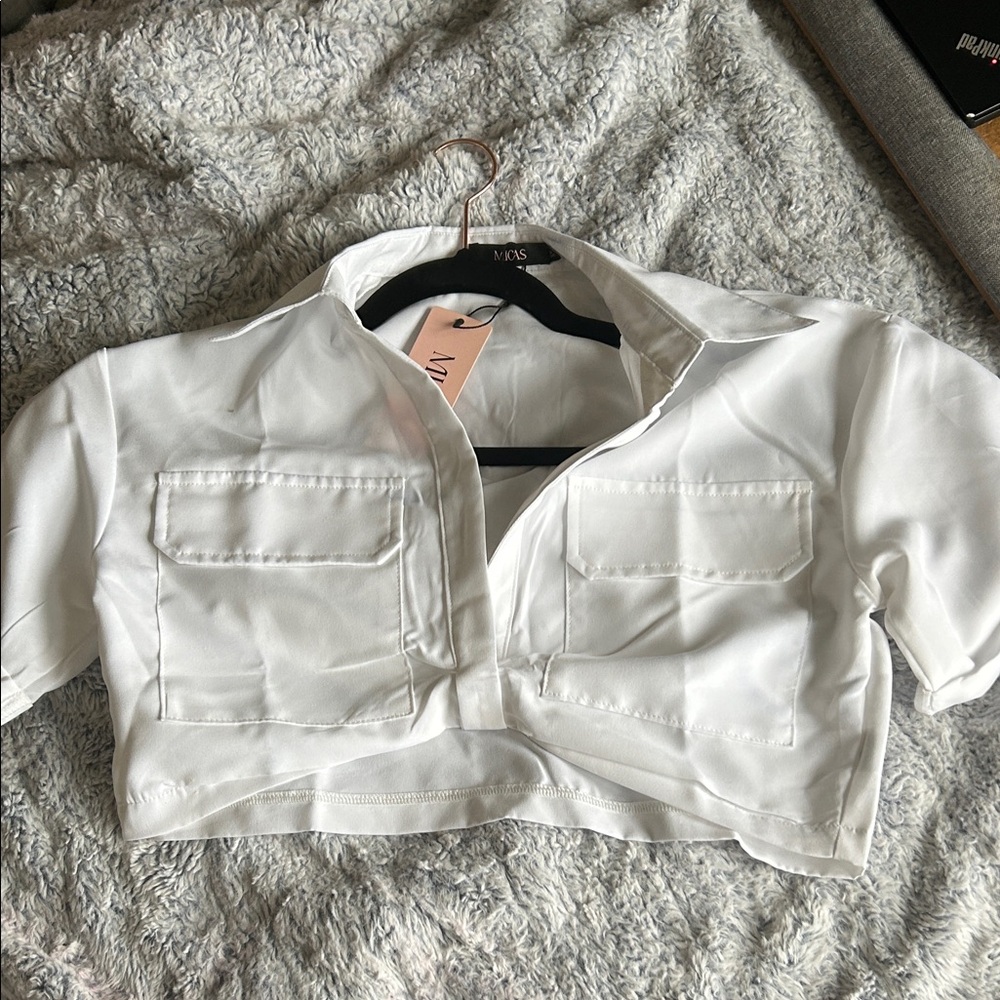 White Crop Top by VOS